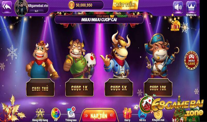 Chơi game bài Ngưu Ngưu Cướp Cái tại game bài đổi thưởng  68gamebai