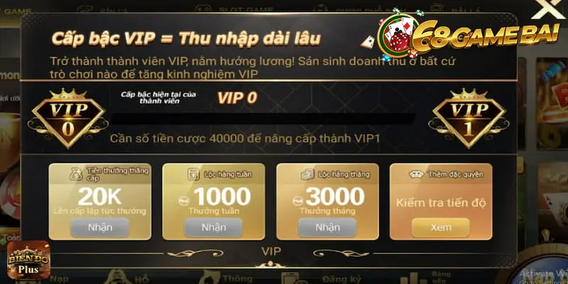 Chế độ vip 68 game bài có nhiều đặc quyền đi kèm