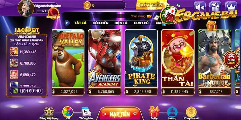 Giao diện của 68 game bài được thiết kế vô cùng đẹp mắt 