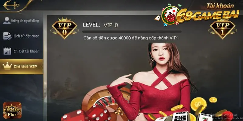 Vô vàn ưu đãi khi lên VIP tại 68 game bài